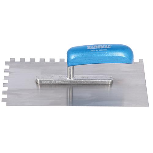 Smoothing trowel 10x10, serrated 280mm steel, tempered Blue grip