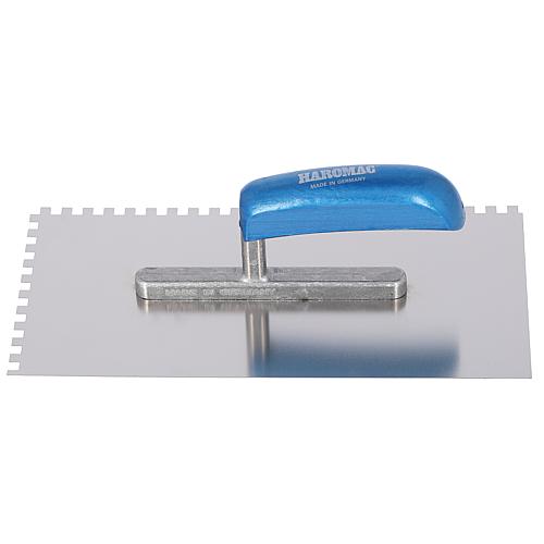 Smoothing trowel 6x6, serrated 280mm rust-proof Blue grip