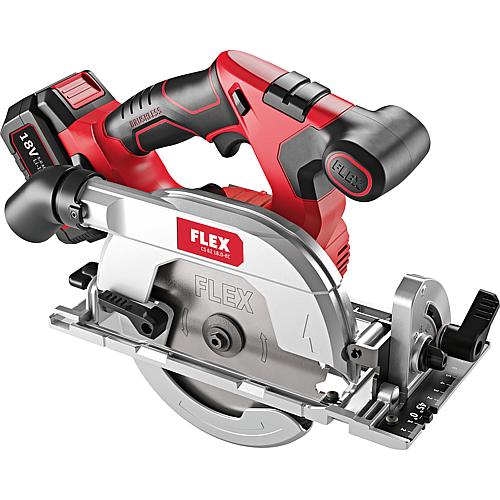 Cordless hand-held circular saw FLEX CS 62 18.0-EC, 18V with 2x 5.0 Ah batteries and charger