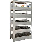Small parts shelving unit with wooden shelves, shelf load 250 kg, bay load 2000 kg