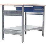 Workbench with steel shelf and drawer