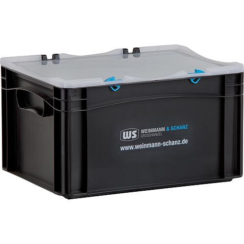 WS-Transportbox schwarz mit transparentem Deckel, Stückweise oder VPE Standard 2