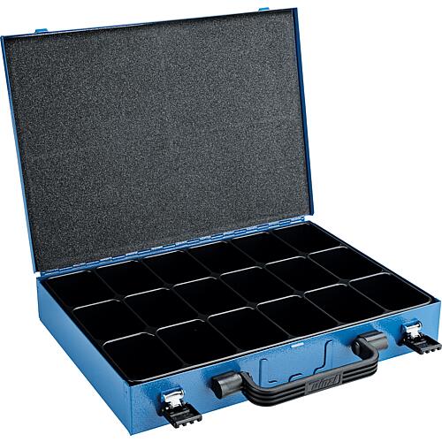 Assortment case SN 50 with plastic insert 18-compartment - dimensions W x D x H: 340 x 240 x 50 mm