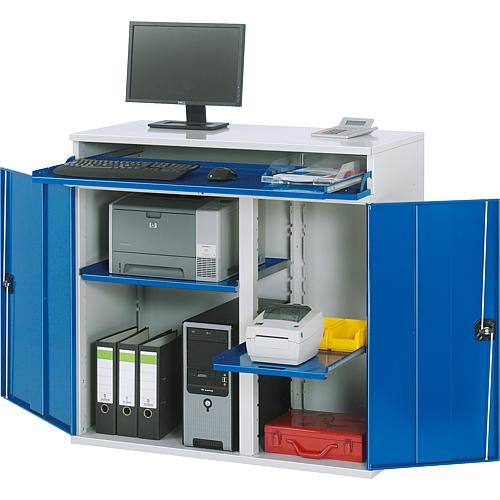 Computer cabinet 1100 with 3 drawers and 2 hinged doors