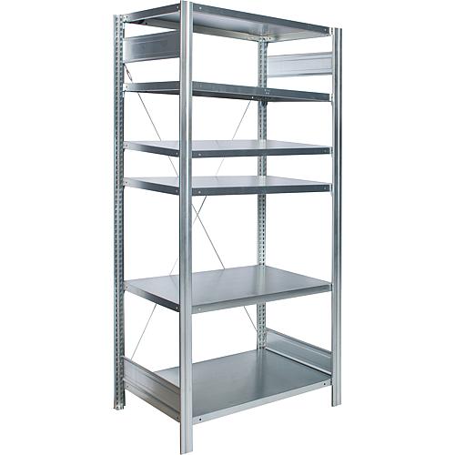 Basic shelf unit with 6 steel shelves, width 875 mm Standard 1
