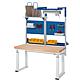 Electrically height-adjustable workbench adlatus 600 series, (D) (mm): 700, with solid beech worktop (H) (mm): 40