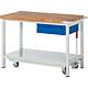 Workbench 8001 BASIC-8 series, with lowerable chassis, with 1 drawer with solid beech worktop, 40 mm Standard 1