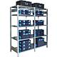 Shelving system with 6 steel shelves, shelf load 150 kg, bay load 2000 kg, attachable shelf, width 875 mm Webshop nur WS 1