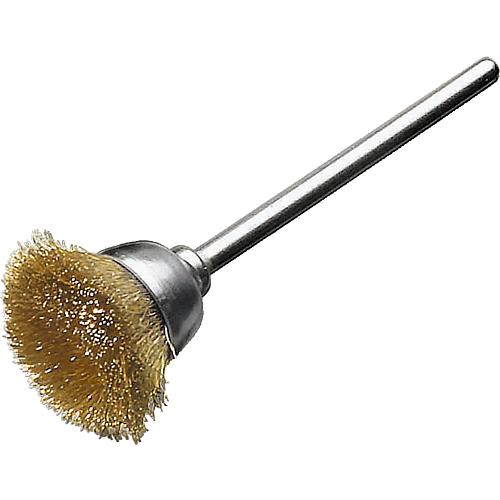 Cup brush Ø 15 mm with 3.0 mm shaft, brass 0.1 mm