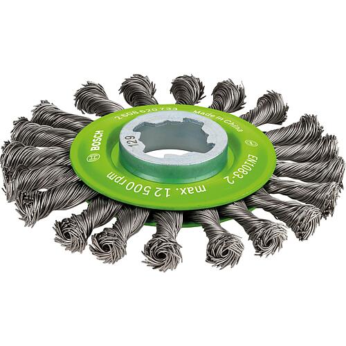 Brosse ronde BOSCH® avec porte-outil X-Lock  pour travailler le métal, Fil inox Standard 1