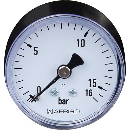 RF pressure gauge 50 axial 0-16 bar, connection 1/4" axial (rear)