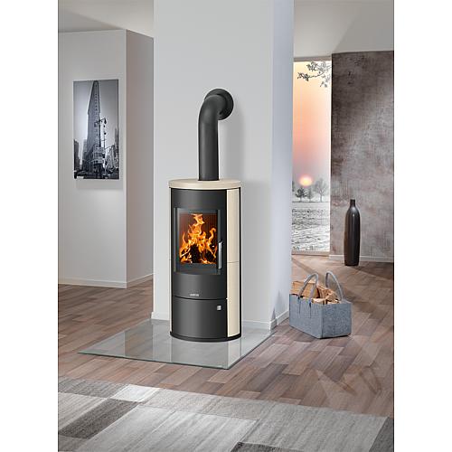 Fireplace Justus Austin 5, cream limestone, black steel body