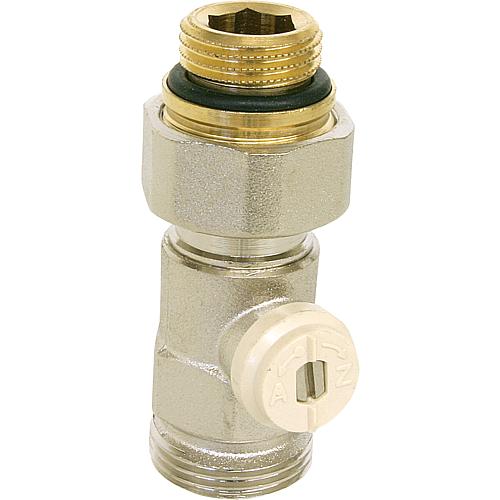Single-ball valve screw connection (DN15), straight shape Standard 1