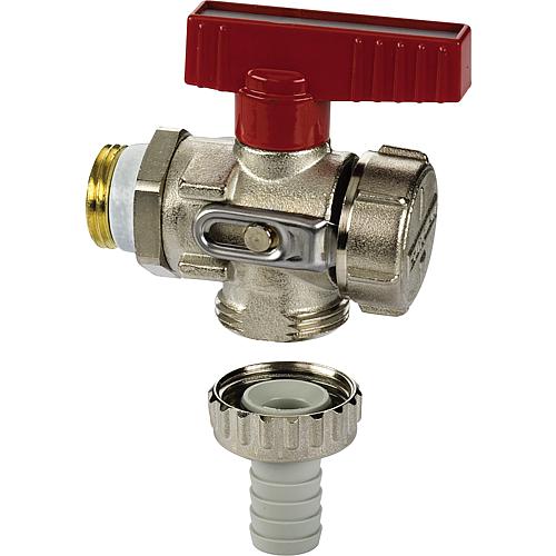 KFE ball valve 1/2" PN 16 angular shape with hose coupling