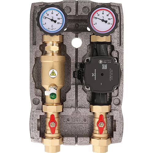 Heating circuit set Easyflow DN25(1") unmixed with magnetite separator, pump Grundfos UPM3S AUTO 25-60