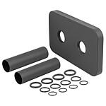 Double rosette and panelling set for designer radiator taps, black