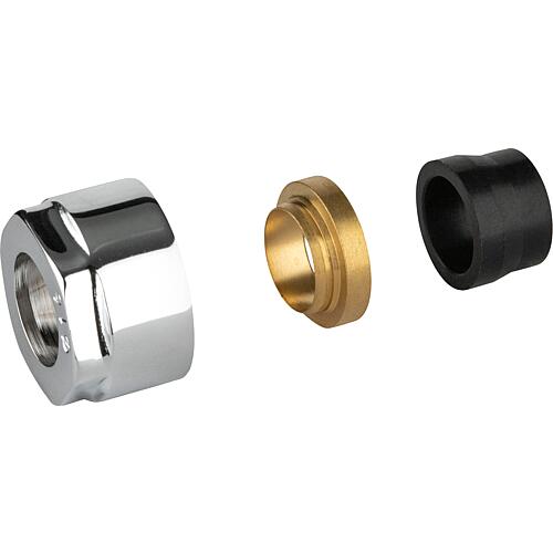 Clamp ring couplings for designer radiator taps, chrome-plated finish, for Copper pipe ø 15 mm Standard 1