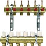 Brass underfloor heating manifold model R553F DN 25 (1")