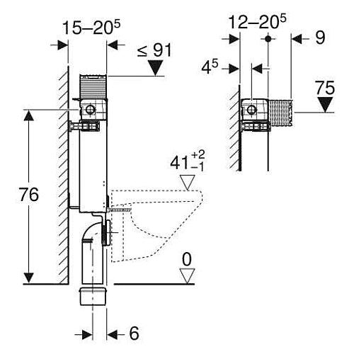 Duofix wall-hung WC, 980 mm, with flush-mounted Omega cistern Standard