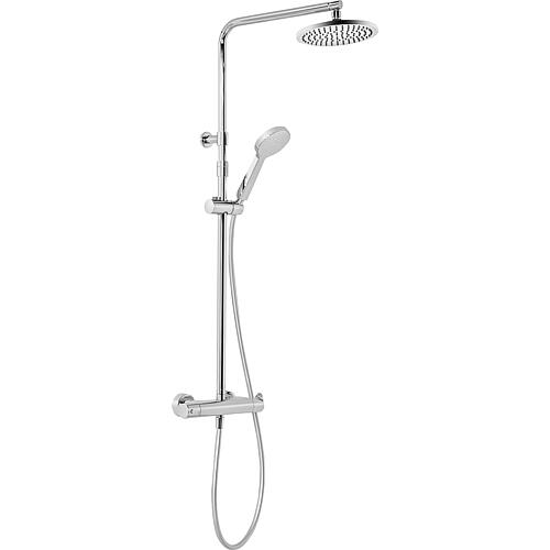 Shower system Evica hand shower, overhead shower Ø 200 mm and thermostat chrome