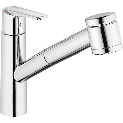 Sink mixer Heinrichschulte Alpha 300 pull-out dish spray, projection 216 mm, chrome