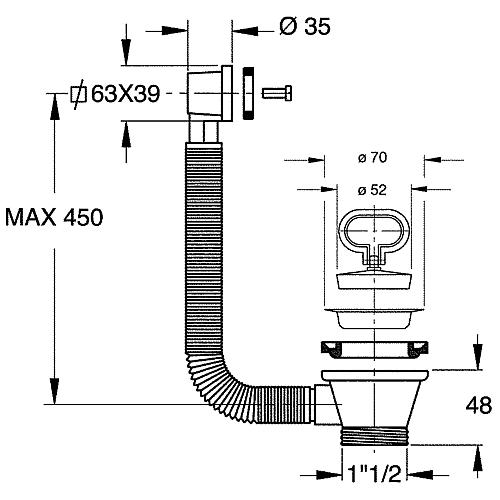 Spülengarnitur mit Überlaufgitter Standard 2