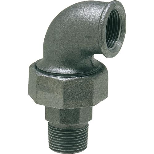 Malleable cast iron fitting, black, elbow connector (IT x ET)