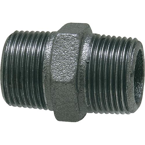 Malleable cast iron fitting, black double nipple (AG) Standard 1