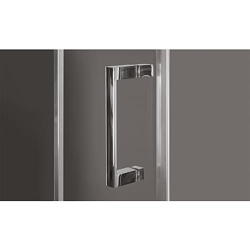 Eloa corner shower cubicle, 1 hinged door and 1 side panel with stabilising rod