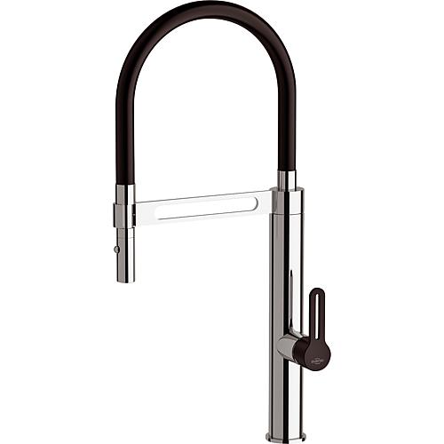 Sink mixer Enzan, swivel spout + lever black, projection 230 mm, chrome-plated