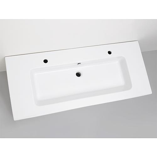 Base cabinet + washbasin in ceramic ELA, body white smt, front rough-sawn oak, 1210x420x510 mm