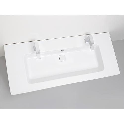 Base cabinet + washbasin in ceramic ELA, body white smt, front dark oak veneer, 1210x420x510 mm