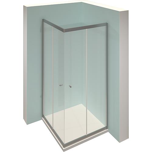 Cabine de douche d´angle Alpha 2, 2 portes coulissantes et 2 éléments fixes en verre