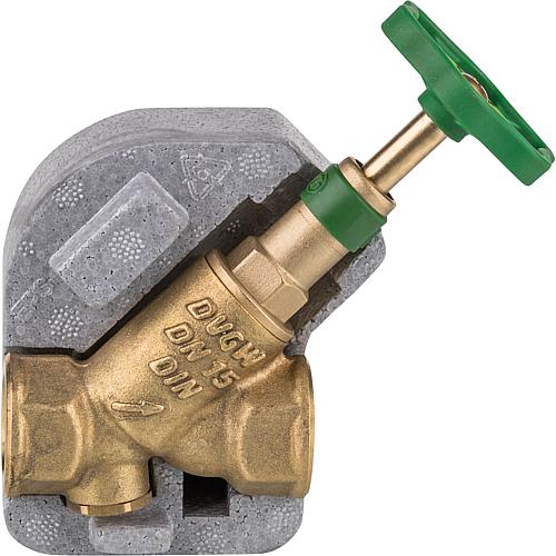 Free-flow valves made of forging brass, with insulation shell Standard 1