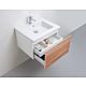 Base cabinet + washbasin in ceramic ELA, body white smt, front rough-sawn oak, 610x420x510 mm