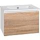 Base cabinet + washbasin in ceramic ELA, body white smt, front rough-sawn oak, 610x420x510 mm