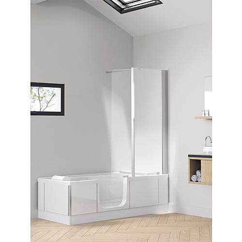 Bathtub with shower area for corner mounting (wheelchair accessible) Standard 1