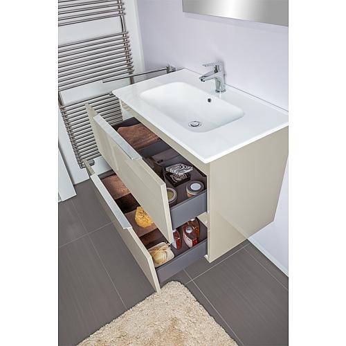 Kit de meubles de salle de bains BALI taupe haute brillance 2 tiroirs largeur 810 mm