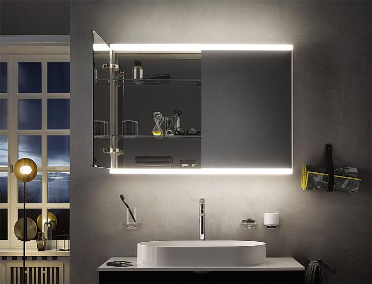 Flush Mounted Led Mirror Cabinet Emco Prime 2 With Light Control And Button Dimmer 600 Mm Width