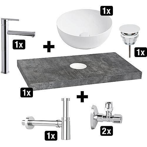 Blata bathroom counter top promotional pack, cement look Standard 1