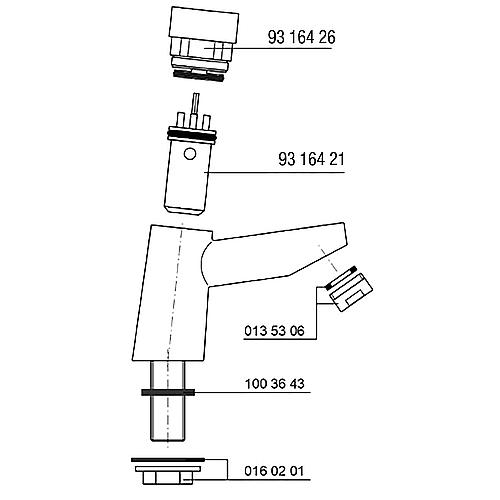 Spare parts for washbasin self-closing valve Picto 93 016 70 Standard 1