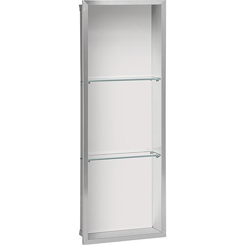 Stainless steel wall installation niche, open 900, 2 glass shelves Standard 2