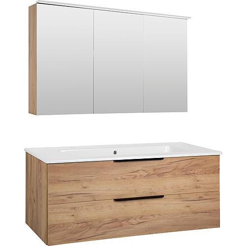 Bathroom furniture set LOSSA, knotty oak Cortina, 2 drawers, width 1210 mm