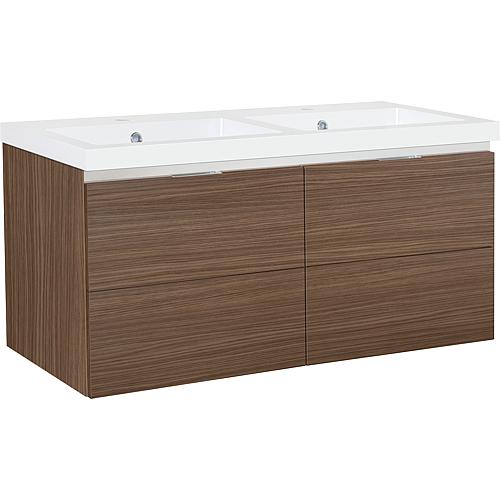 Epic washbasin base cabinet with double washbasin made of cast mineral composite, with 4 front drawers Standard 8