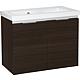 Base cabinet + ceramic washbasin EOLA, beaver oak, 2 doors, 710x580x380 mm