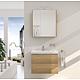 Bathroom furniture set EOLA, 2 drawers, natural oak, width 700 mm