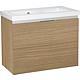 Base cabinet + ceramic washbasin EOLA, natural oak, 2 drawers, 710x580x380 mm