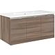 Base cabinet + cast mineral washbasin ENOVI, hemp elm, 3 doors, 1060x535x510 mm