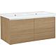 Epic washbasin base cabinet with double washbasin made of cast mineral composite, with 4 front drawers Standard 7