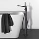 Bath mixer set Ideal Standard Tonic II floor standing with bar hand shower, projection 220 mm matt black